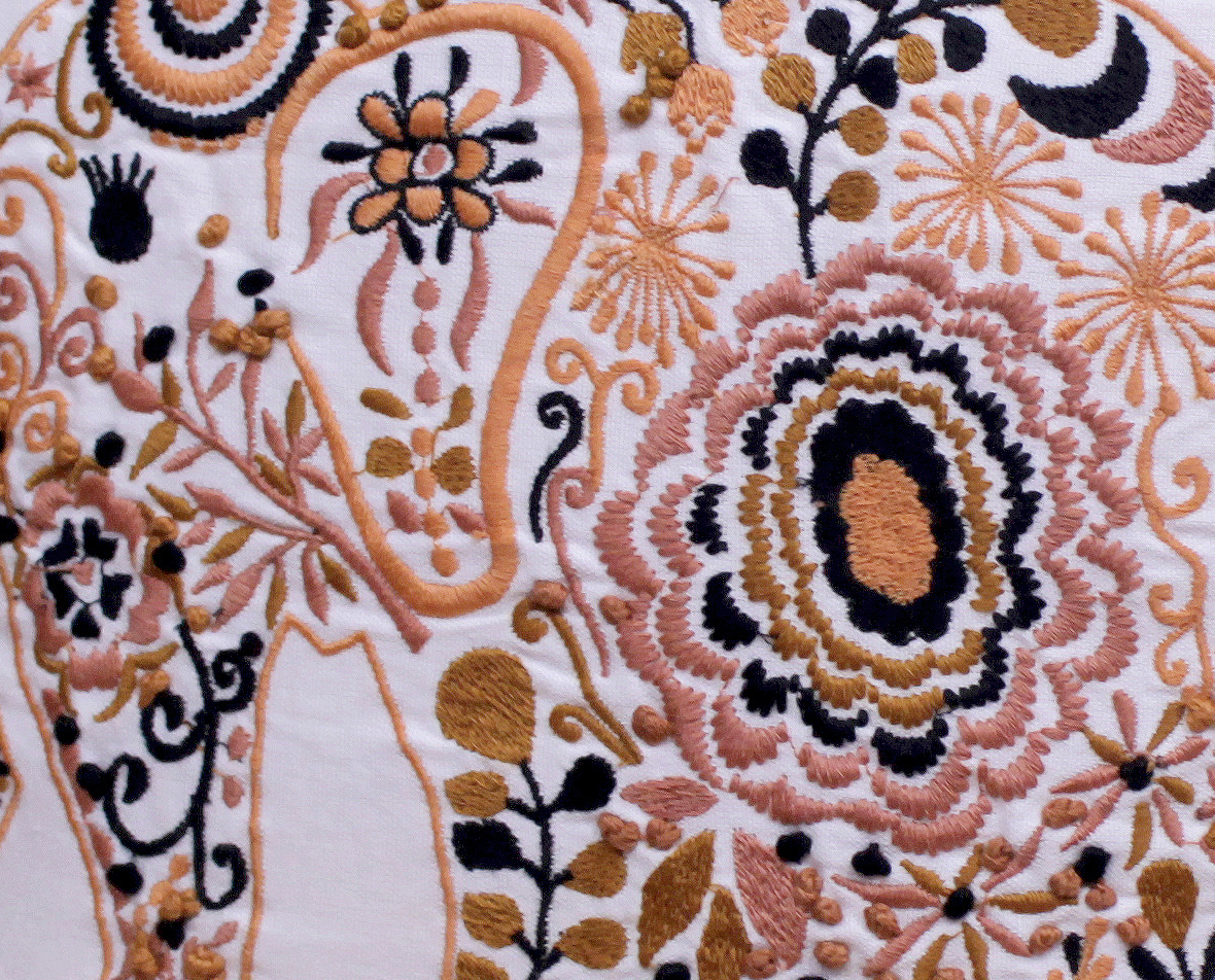 Gajraj Embroidered Cotton Handmade Cushion Cover 16 x 16 inch