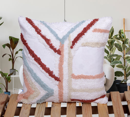 Cheery Fuzz Handwoven Tufted 100% Cotton Cushion Cover 16x16inch