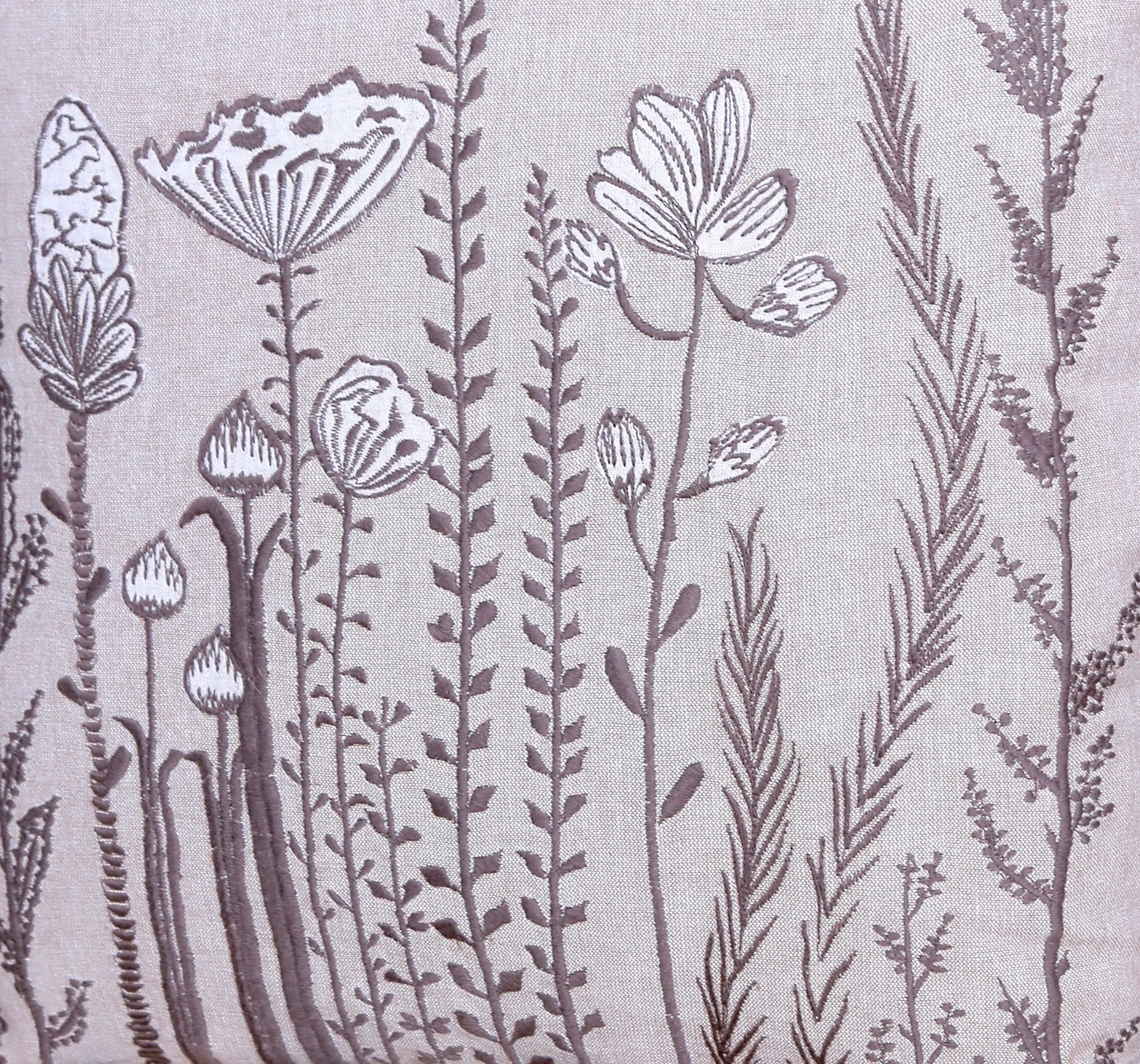 Hollow & Herb – Handmade Botanical Embroidered Cushion Cover | 100% Cotton with Thread Embroidery