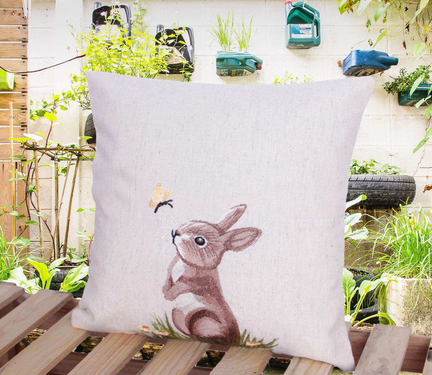 FORELSKET Handmade Organic Bunny Cushion Cover – 12x12