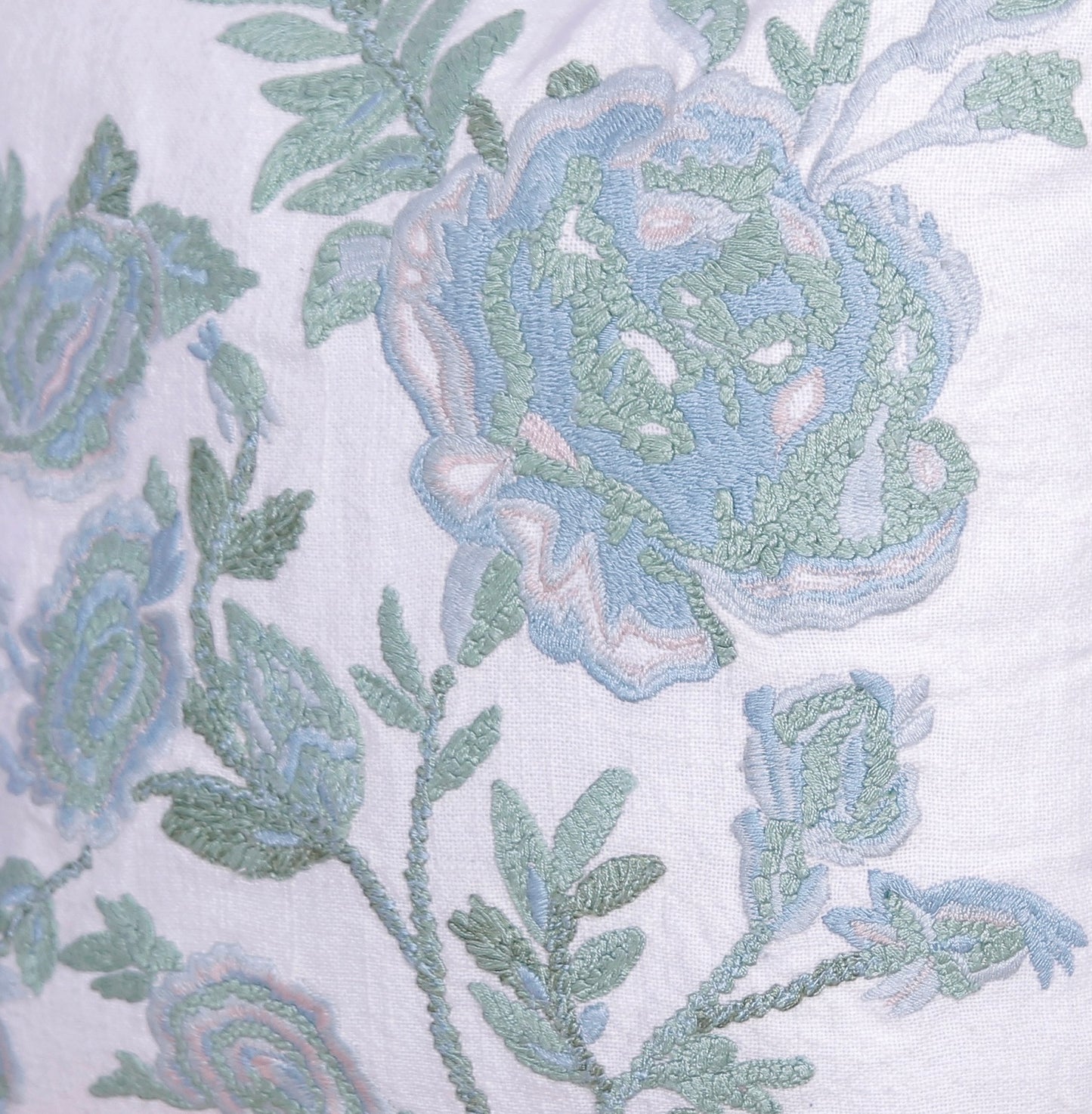 Fern & Frost - 16 Inch Hand-Embroidered Botanical Cushion Cover